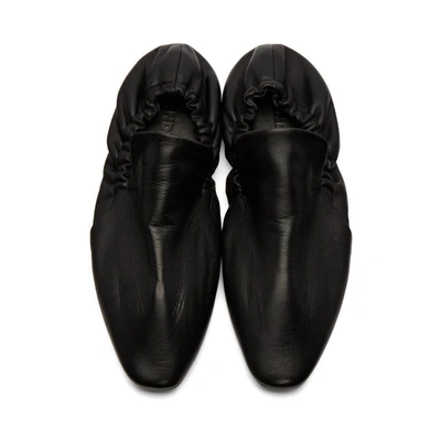 Shop Jil Sander Black Soft Leather Slippers In 999 Nero