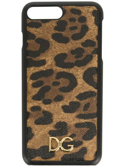 Shop Dolce & Gabbana Leopard Print Iphone 7 Plus Case In Ha93m Leo Con Logo