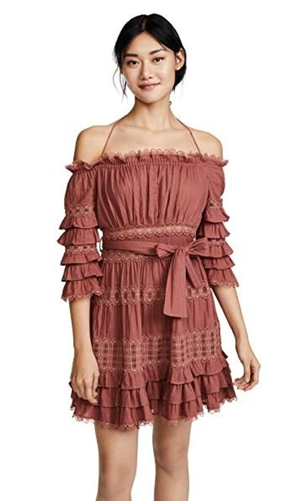 Shop Zimmermann Corsair Frill Tier Dress In Vintage Rose