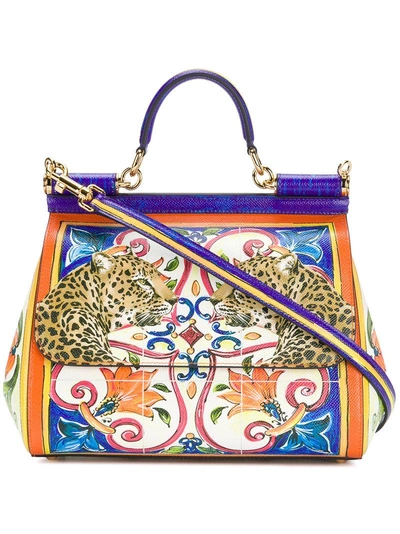 Shop Dolce & Gabbana Sicily Printed Shoulder Bag In Multicolour