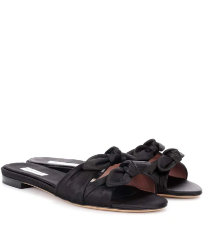 Shop Tabitha Simmons Cleo Satin Sandals In Black