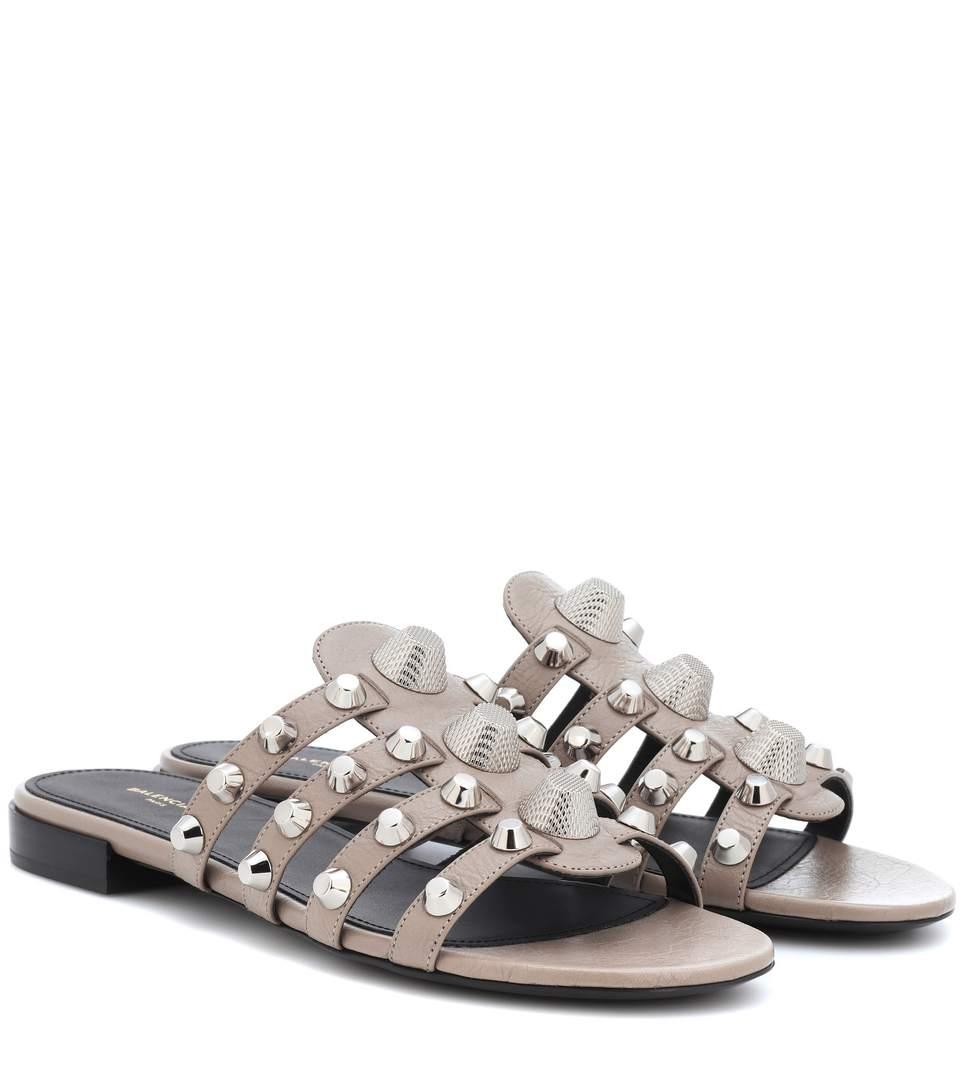 Balenciaga Arena Leather Sandals In Grey | ModeSens