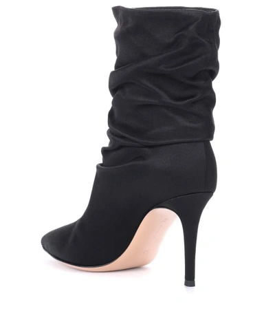 Shop Gianvito Rossi Embellished Satin Ankle Boots In Black
