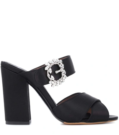 Shop Tabitha Simmons Reyner Embellished Satin Sandals In Black