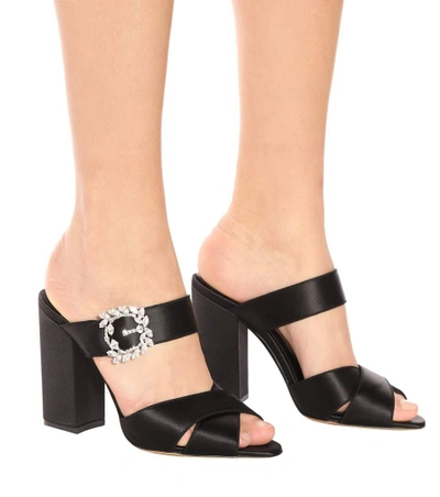 Shop Tabitha Simmons Reyner Embellished Satin Sandals In Black