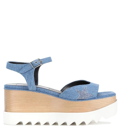 Shop Stella Mccartney Elyse Denim Platform Sandals In Blue