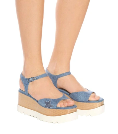 Shop Stella Mccartney Elyse Denim Platform Sandals In Blue