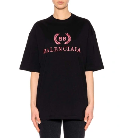 Shop Balenciaga Bb Cotton T-shirt In Black