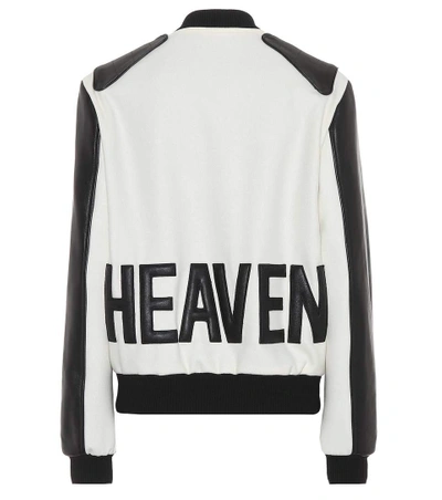 Shop Saint Laurent Leather-trimmed Wool Jacket In White