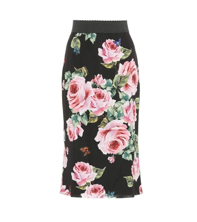 Shop Dolce & Gabbana Floral-printed Silk Skirt In Multicoloured