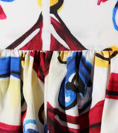 Shop Dolce & Gabbana Sleeveless Printed Cotton Dress In Multicoloured