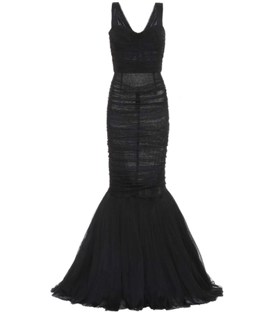 Shop Dolce & Gabbana Tulle Gown In Black