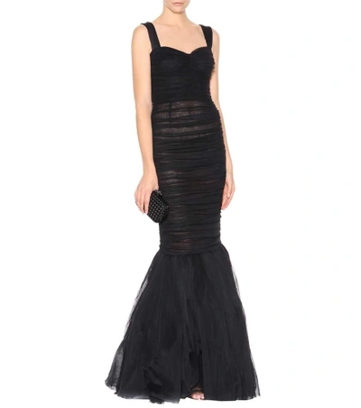 Shop Dolce & Gabbana Tulle Gown In Black