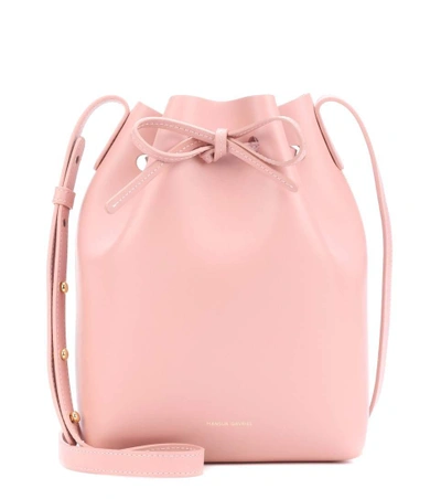 Shop Mansur Gavriel Mini Leather Bucket Bag In Pink