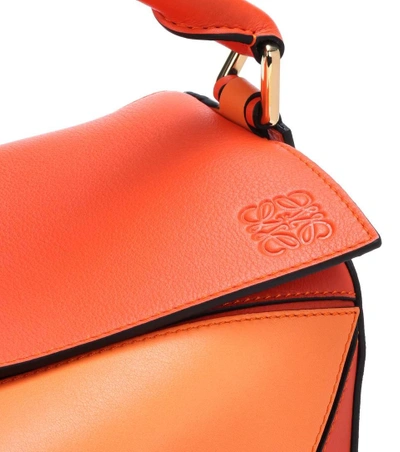 Shop Loewe Puzzle Leather Shoulder Bag In Orange