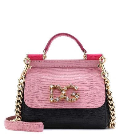Shop Dolce & Gabbana Sicily Mini Leather Shoulder Bag In Pink