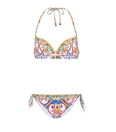 Shop Dolce & Gabbana Printed Bikini In Multicoloured