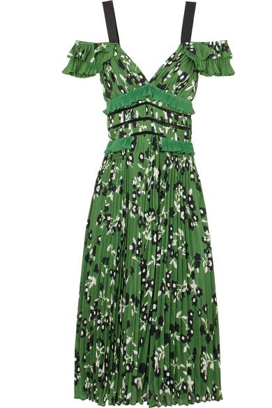 self portrait floral printed plisse dress