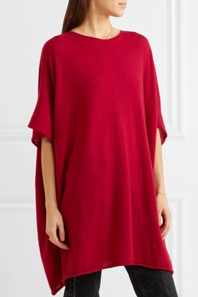 Shop The Row Cafty Cashmere And Silk-blend Poncho In Red