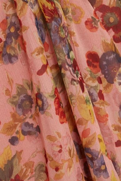 Shop Zimmermann Lovelorn Cold-shoulder Ruffled Floral-print Silk-georgette Playsuit In Antique Rose