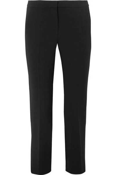 Shop Max Mara Alpe Cropped Stretch-wool Slim-leg Pants In Black