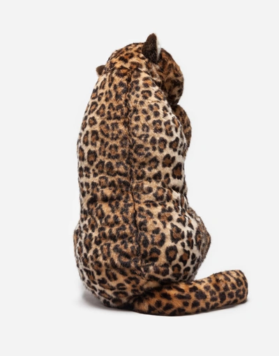 Shop Dolce & Gabbana Plush Backpack In Faux Fur In Leo Print