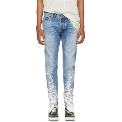 Shop Fear Of God Indigo Selvedge Denim Painters Jeans In Indigo Romper