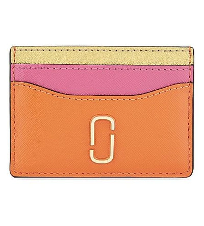 Shop Marc Jacobs Snapshot Saffiano Leather Card Holder In New Orange Multi