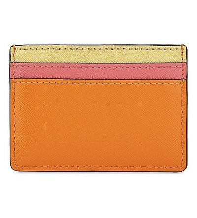 Shop Marc Jacobs Snapshot Saffiano Leather Card Holder In New Orange Multi