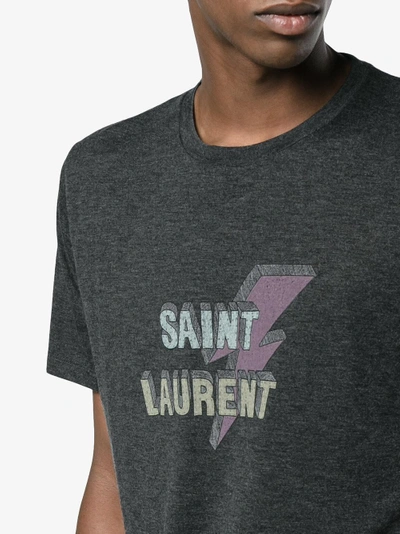 Shop Saint Laurent Lightning Bolt Logo Tee