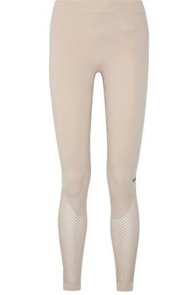 Shop Adidas By Stella Mccartney Seamless Mesh-paneled Stretch Leggings In Pastel Pink