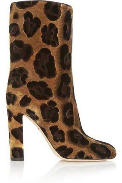 Shop Dolce & Gabbana Woman Leopard-print Velvet Boots Animal Print