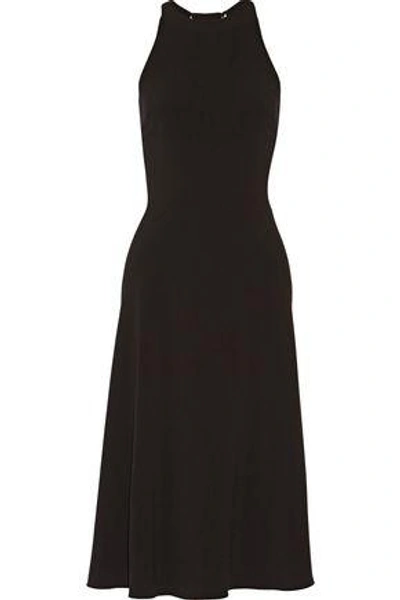 Shop Halston Heritage Woman Cutout Stretch-crepe Midi Dress Black
