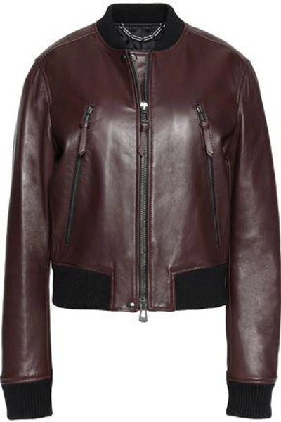 Shop Belstaff Woman Camila Leather Bomber Jacket Merlot