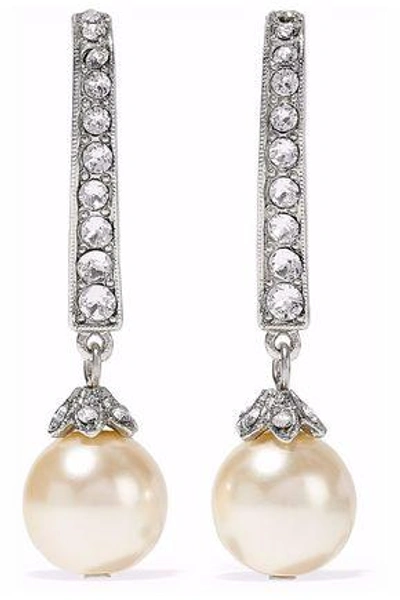 Shop Ben-amun Silver-tone Crystal And Faux Pearl Earrings