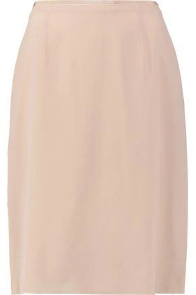 Shop Agnona Woman Silk-blend Crepe Pencil Skirt Peach