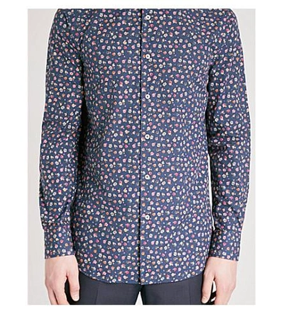 Shop Paul Smith Floral-print Soho-fit Cotton Shirt In Navy