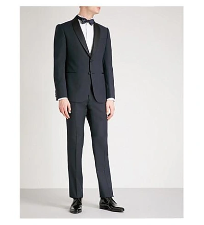 Shop Armani Collezioni Tailored-fit Wool Tuxedo In Navy