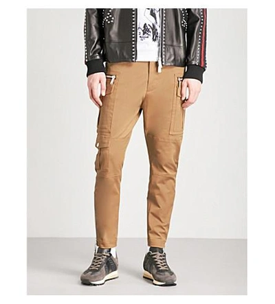 Shop Dsquared2 Regular-fit Skinny Cotton-twill Trousers In Biscotto