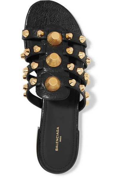 Shop Balenciaga Giant Studded Textured-leather Slides In Black