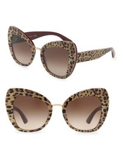Shop Dolce & Gabbana 51mm Butterfly Sunglasses In Leopard