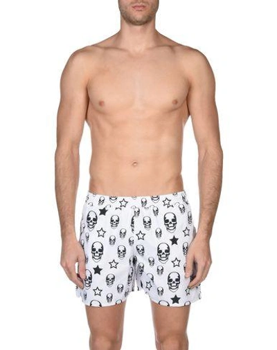 Shop Philipp Plein Swim Shorts In White