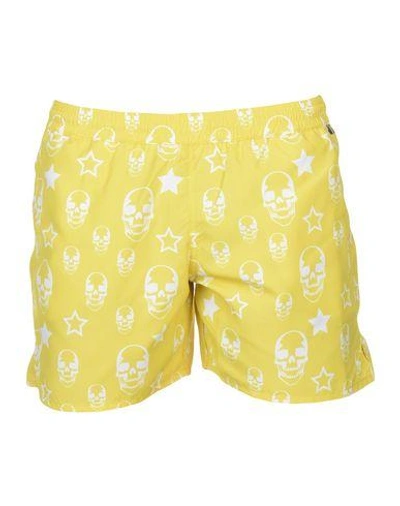 Shop Philipp Plein Swim Shorts In Yellow