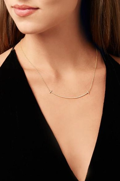 Shop Tiffany & Co T Smile 16-18" 18-karat Gold Diamond Necklace