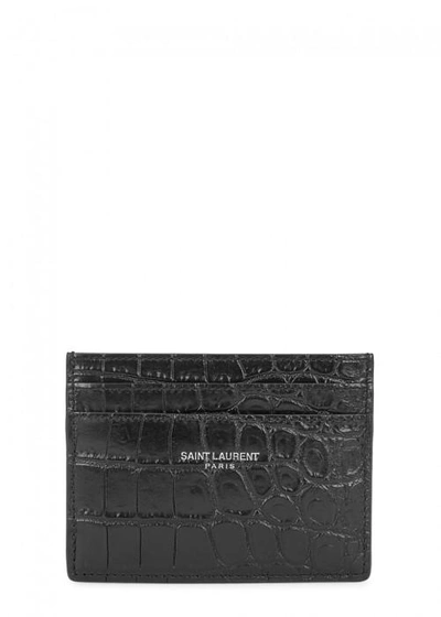 Shop Saint Laurent Black Crocodile-effect Card Holder