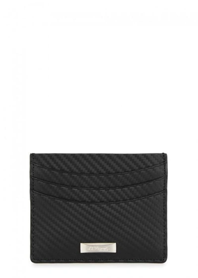 Shop S.t. Dupont Black Carbon Leather Card Holder