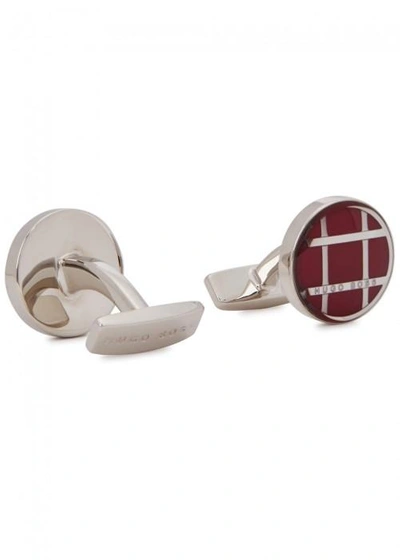 Shop Hugo Boss Arthur Enamel And Silver Tone Cufflinks In Red