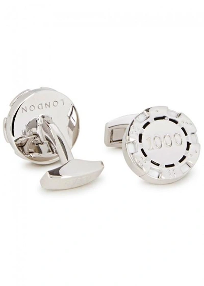 Shop Tateossian Rhodium-plated Poker Chip Cufflinks In Silver