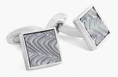 Shop Tateossian Leather Square Wave Cufflinks