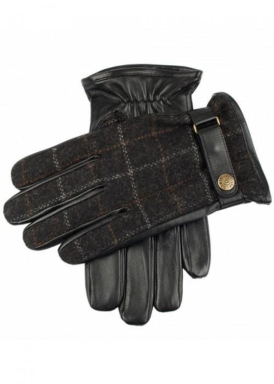 Shop Dents Edinburgh Flannel And Leather Gloves In Black